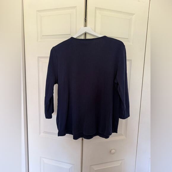 Karen Scott Navy Blue Keyhole Tee 3/4 Sleeves T-Shirt Size XL - Picture 5 of 5